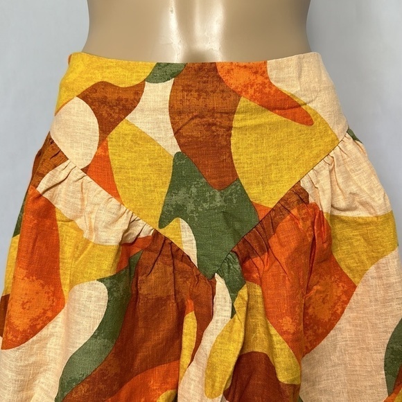 Fe Noel Women's Mixed Paint Print Mini Skirt Orange/Brown/Peach - Picture 4 of 4